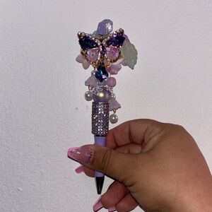 Embellished Butterfly Crystal Lavender Pen